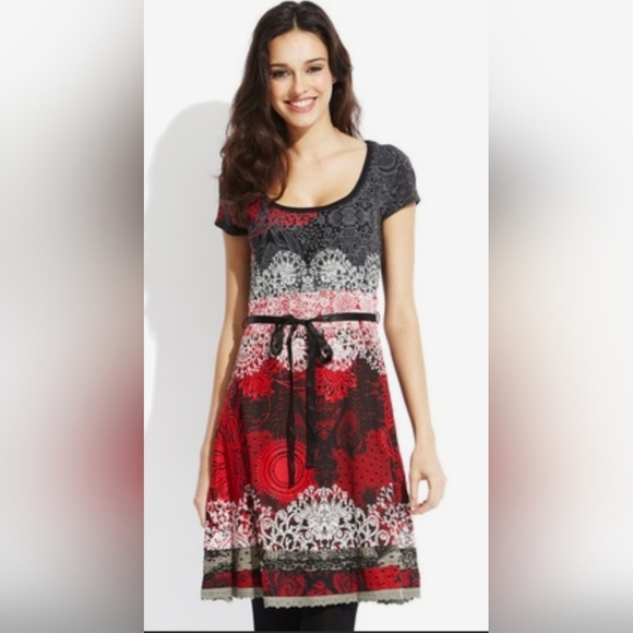 Desigual Dresses & Skirts - NWT Desigual Myrcella Short Sleeve Lace Dress Red, Black Size Medium